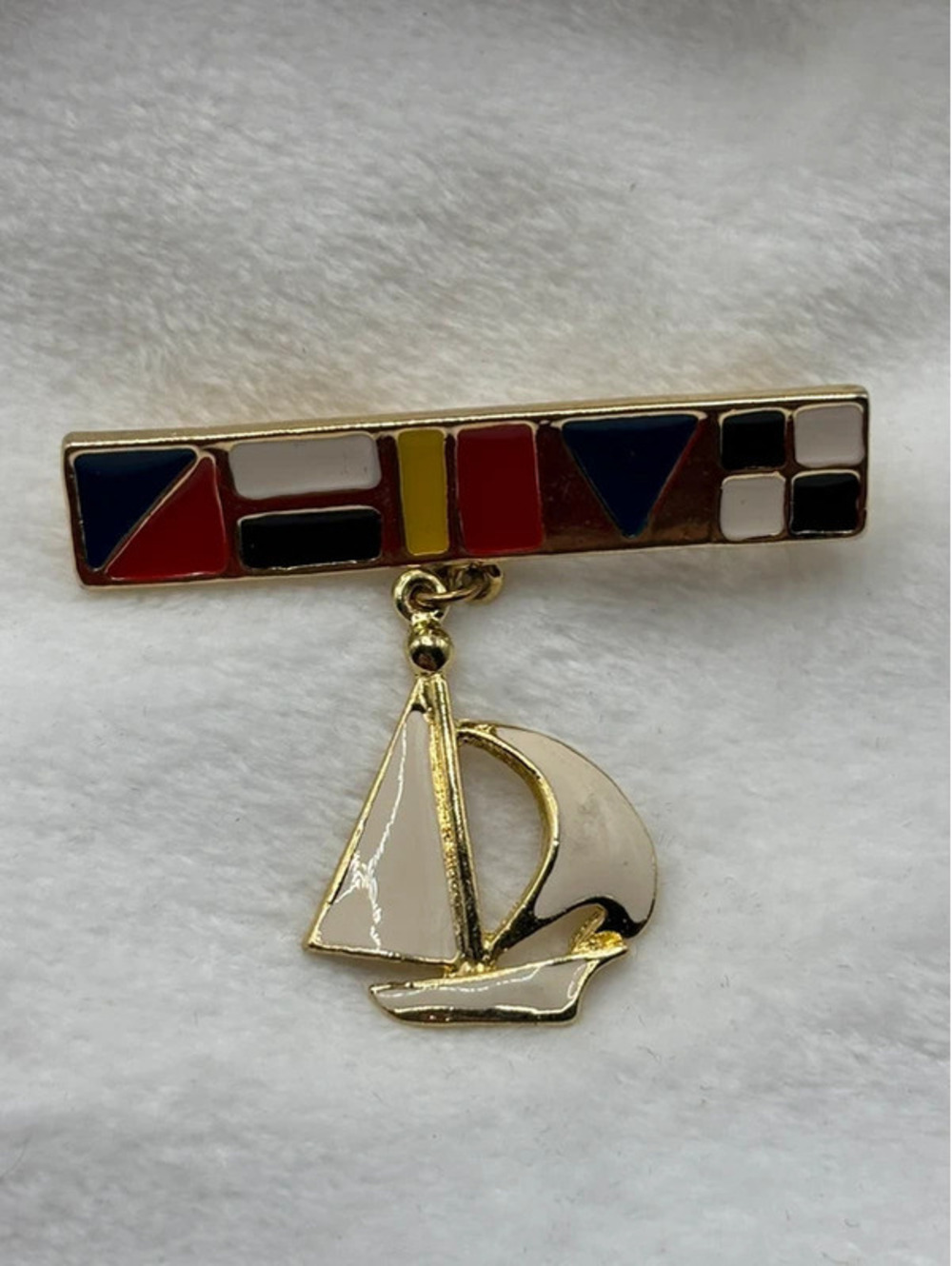 Vintage Marvella Nautical Painted Enamel Brooch